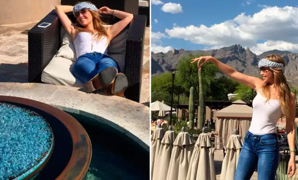 Antes de su presentación en la Universidad de Arizona, Thalía se tomó un tiempo para relajarse y disfrutar tanto del sol, como del paisaje.