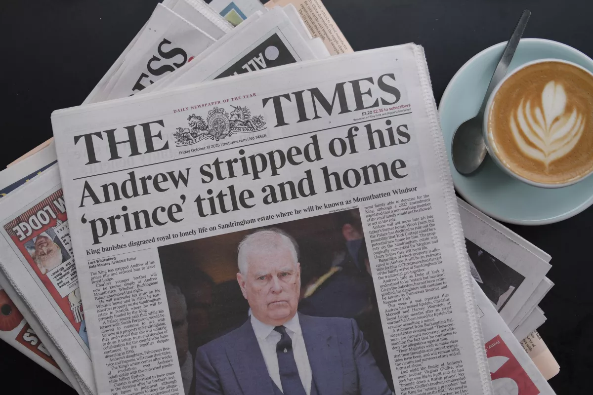 UK Front Pages As Prince Andrew Is  Formerly Stripped Of His Titles