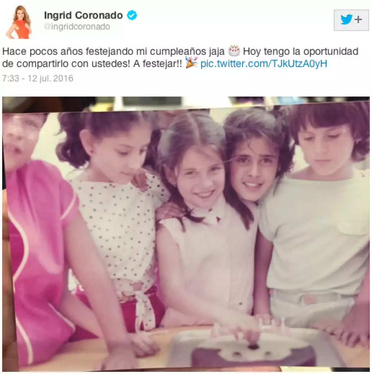 Ingrid recordó un cumpleaños de su infancia y agradeció en Twitter.