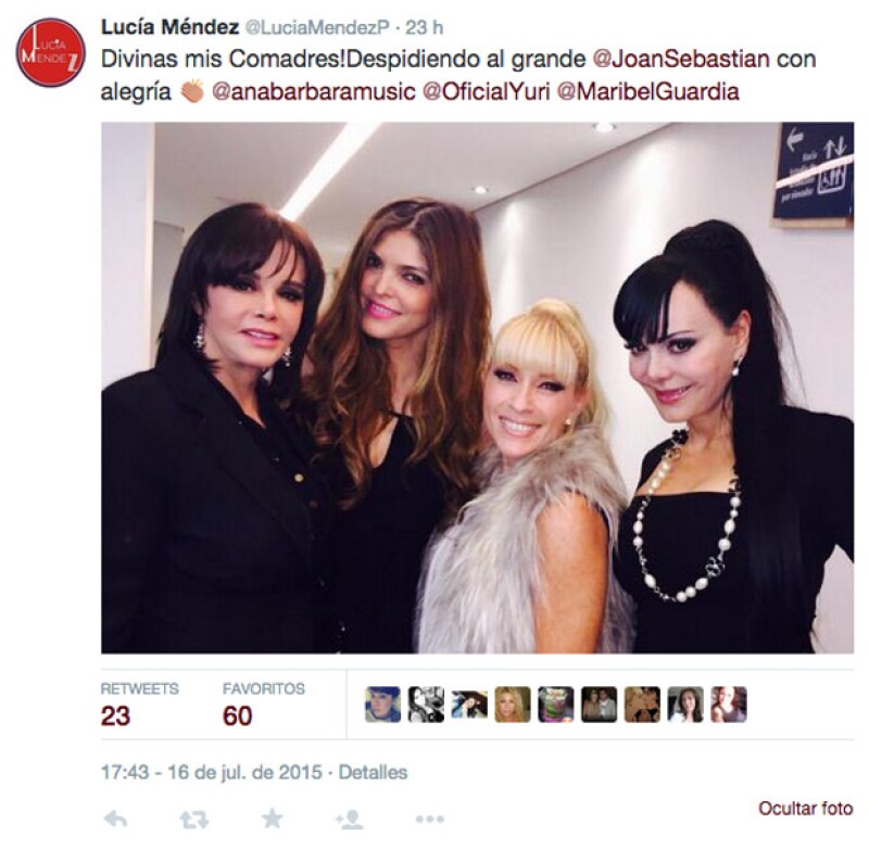 Lucía Mendez, Yuri, Ana Bárbara y Maribel Guardia en el funeral de Joan Sebastian.