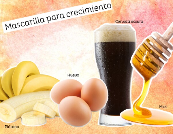 La mascarilla con plátano, huevo, miel y cerveza oscura, ayudará a hacer que el pelo crezca más rápido.