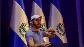 El presidente de El Salvador, que se postula para la reelección, Nayib Bukele del partido Nuevas Ideas, habla durante una conferencia de prensa el día de las elecciones presidenciales, en San Salvador, El Salvador, el 4 de febrero de 2024.