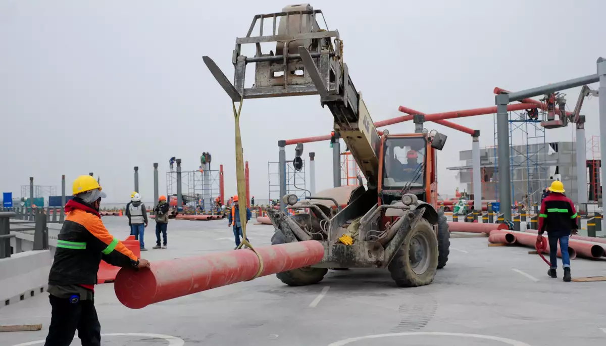 Labores de construcción de la Terminal de pasajeros del AIFA.