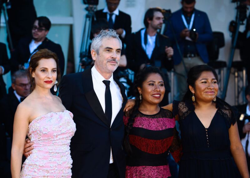 Marina de Tavira, Alfonso Cuarón, Yalitza Aparicio and Nancy García