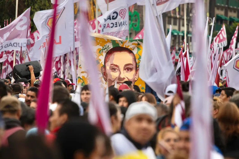 Una manifestación de apoyo al gobierno de la presidena Claudia Sheinbaum.