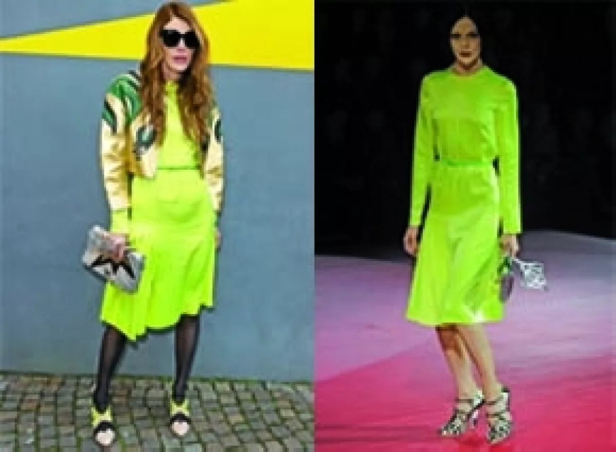 MIU MIU. Dello Russo usó este vestido de cuello redondo en el Fendi Fashion Show en Milán a inicios de 2011.