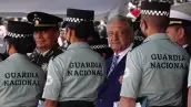 Andrés Manuel López Obrador durante la ceremonia del 3er aniversario de la Guardia Nacional.