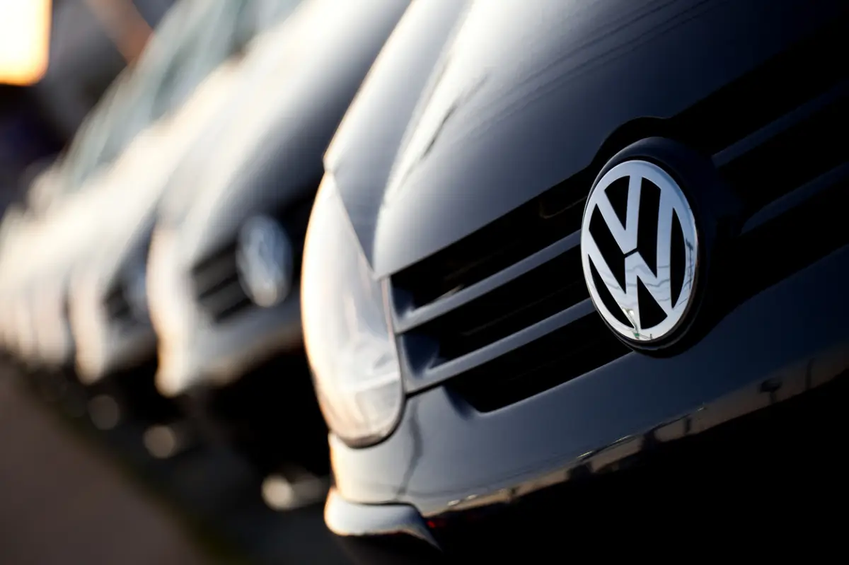 Row of new Volkswagens at dealership
