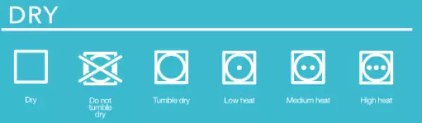 Los símbolos de secado se representan con un cuadrado y un círculo dentro.