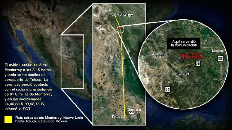 El gobierno federal informó que existen evidencias para asegurar que el avión en que viajaba la cantante cayó en el municipio de Iturbide