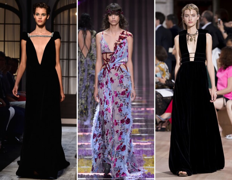 Para otoño-invierno 2015, los vestidos deberán ser de terciopelo según las colecciones de Schiaparelli, Versace y Valentino.