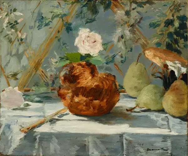 Foto de la obra impresionista de Manet "Brioche con peras".