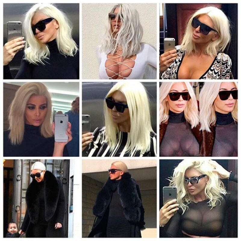 Un collage hecho con fotos de Kim y de ella fue lo que publicó en su Instagram a manera de burla de la "copia" del look de la socialité.