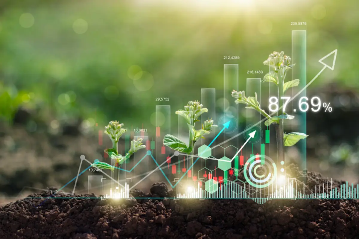 graficos financieros con fondo de medio ambiente