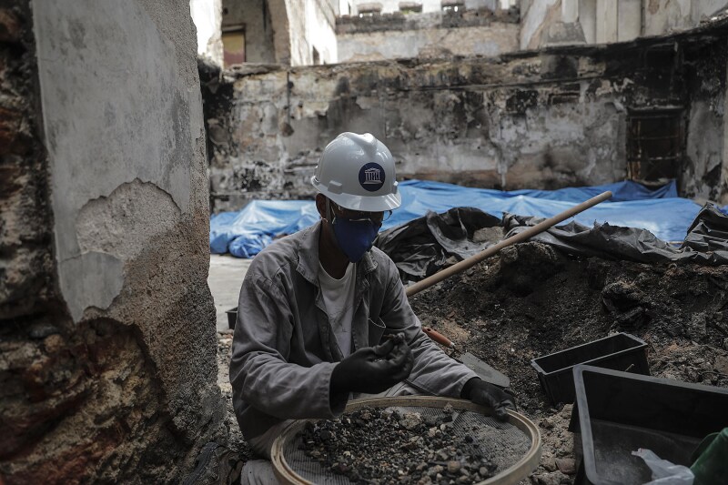 Obras de reconstrucción del Museo Nacional de Río de Janeiro tras cinco meses de voraz incendio