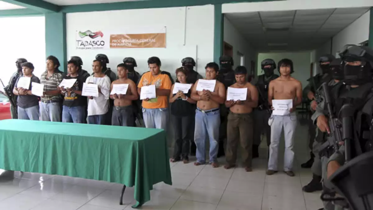 Autoridades de Tabasco presentaron a los detenidos en coordinación con fuerzas federales