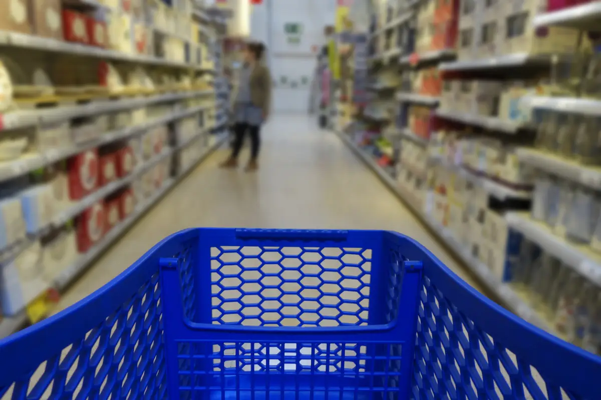 Shopping cart in a supermarket
