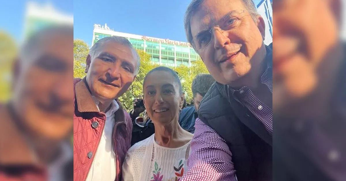 Marcelo Ebrard mostró una selfie con Claudia Sheinbaum y Adán Augusto López durante la marcha por el cuarto aniversario del gobierno de Andrés Manuel López Obrador.