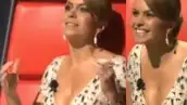 La ex esposa de Manuel Mijares lució un escotado mini vestido en color durazno que favoreció su figura durante la emisión del programa dominical.