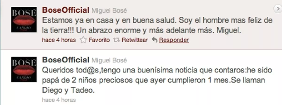 Como todo un papá orgulloso, Bosé anunció que sus hijos cumplen un mes de nacidos.
