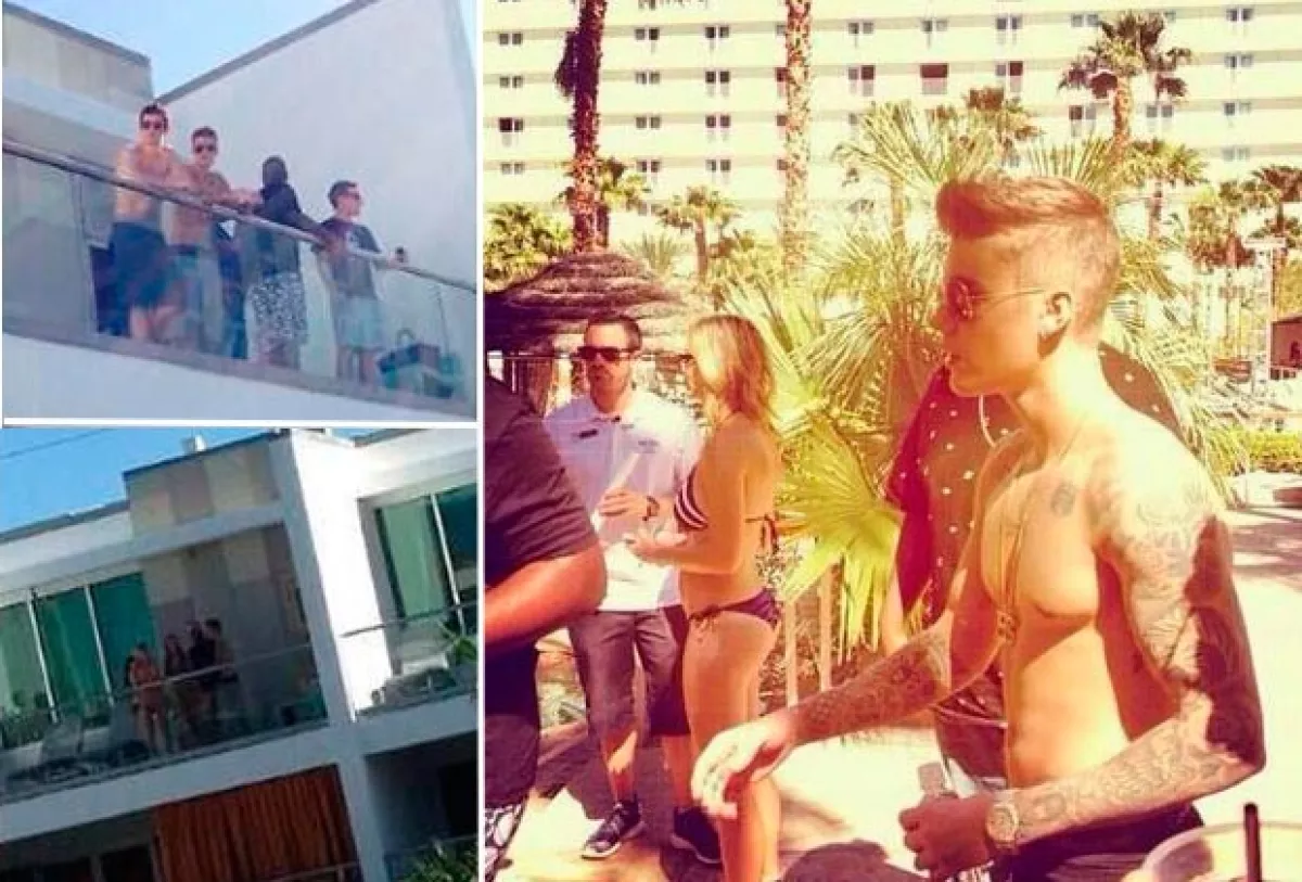 Testigos aseguraron que Justin se paseó sin camisa luciendo sus abs y sus tatuajes.