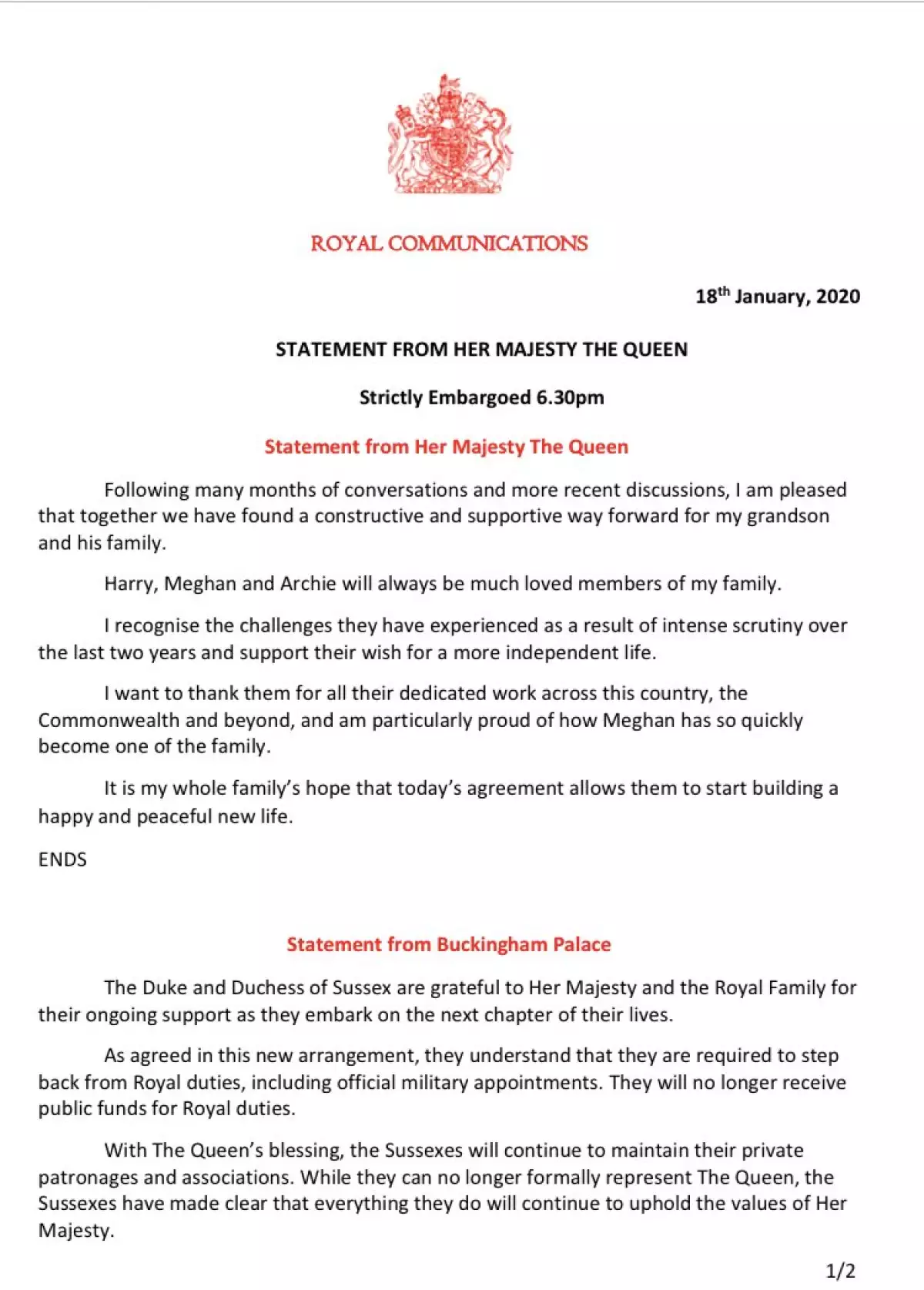 Comunicado Isabel II