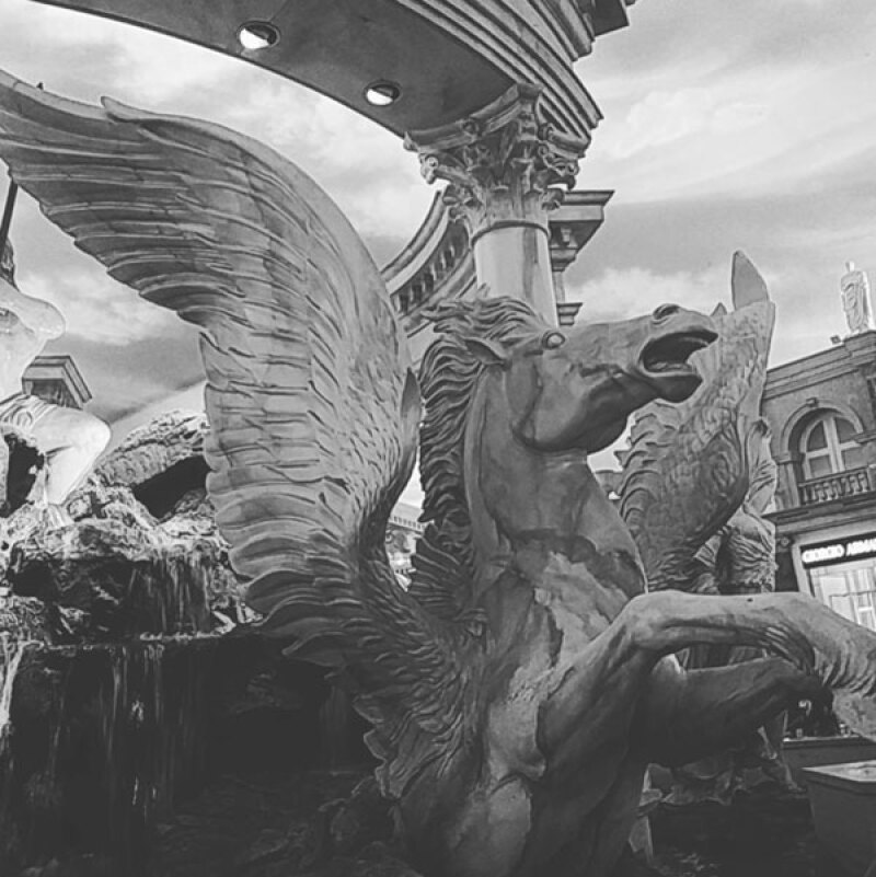 La única foto que publicó El Potrillo de su viaje, fue una foto en el Mirage.