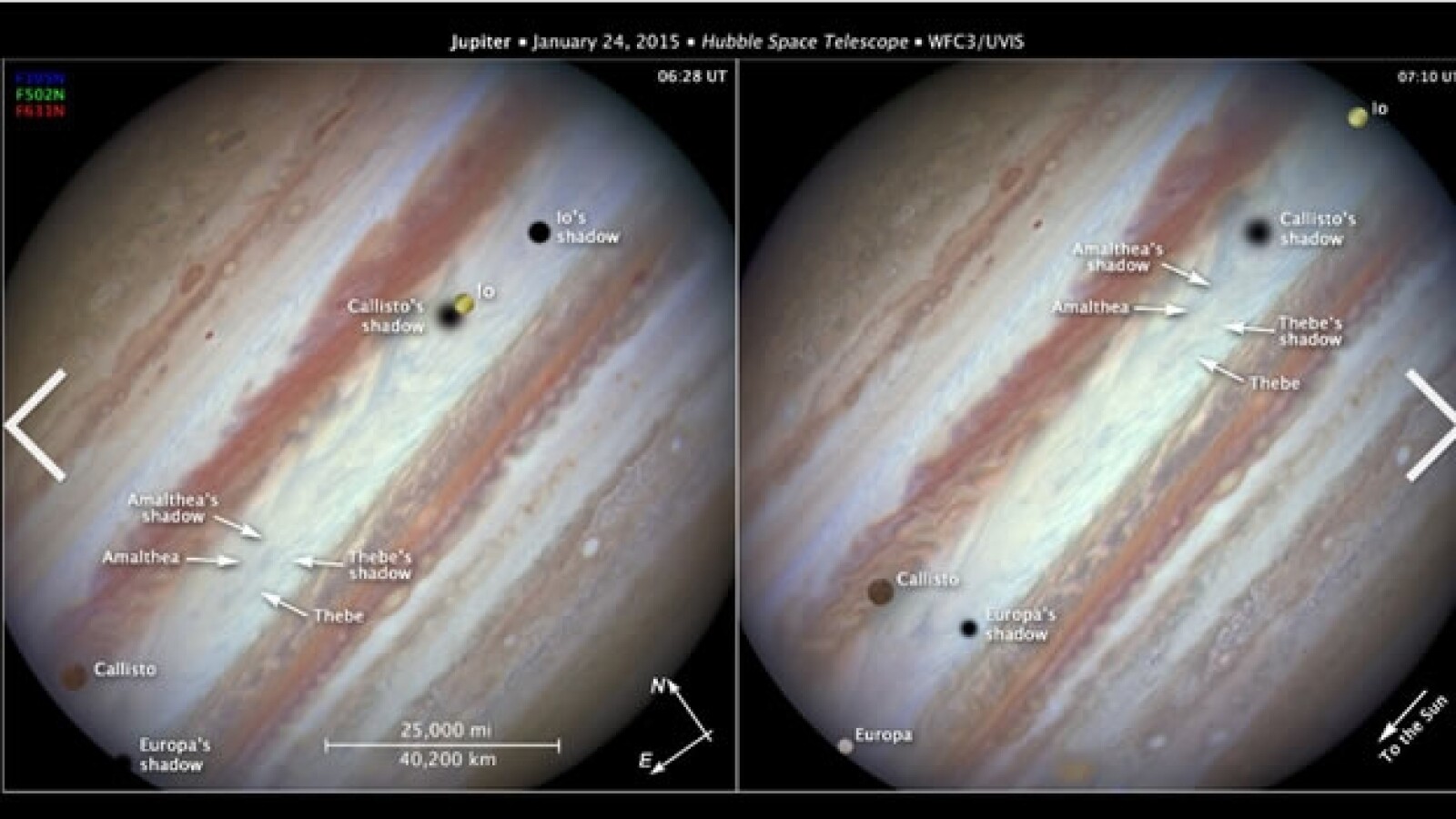 El telescopio Hubble captura un triple eclipse solar en Júpiter