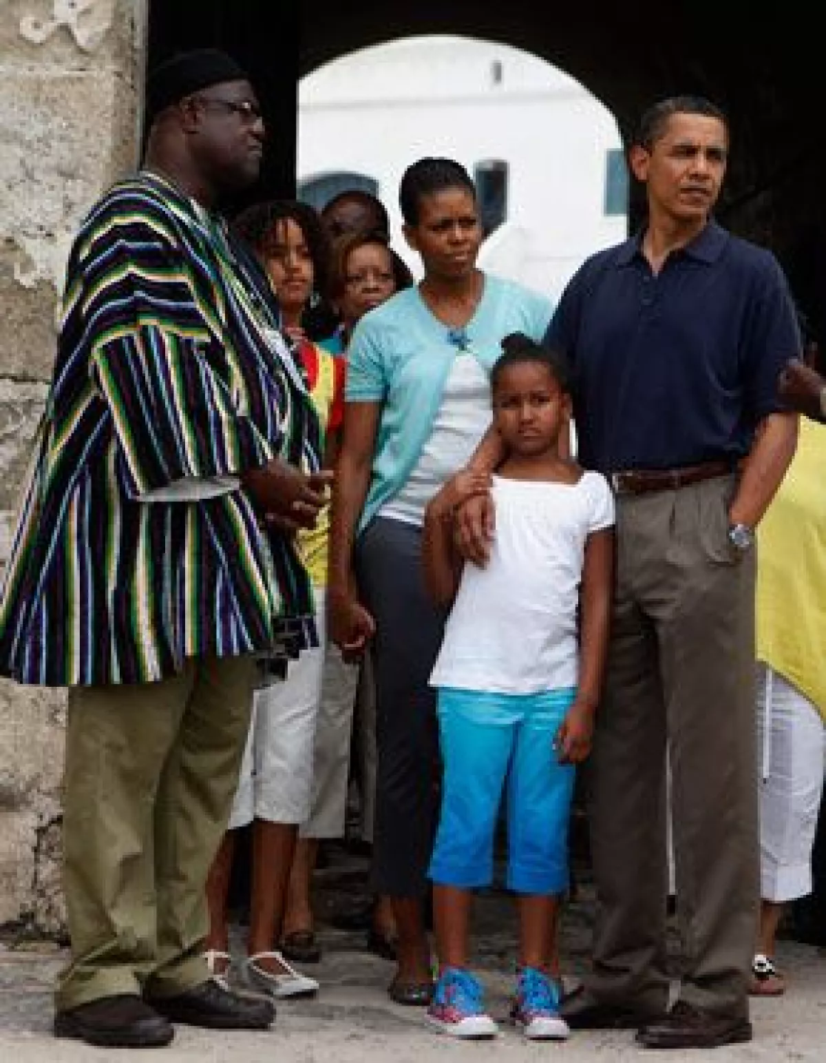 La familia también visitó el Castillo de la Costa del Cabo, donde los comerciantes solían embarcar a los esclavos rumbo al Nuevo Mundo.