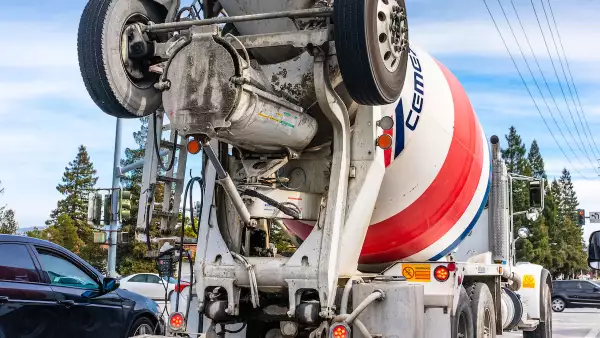 Cemex mixer truck transporting cement to the construction site
