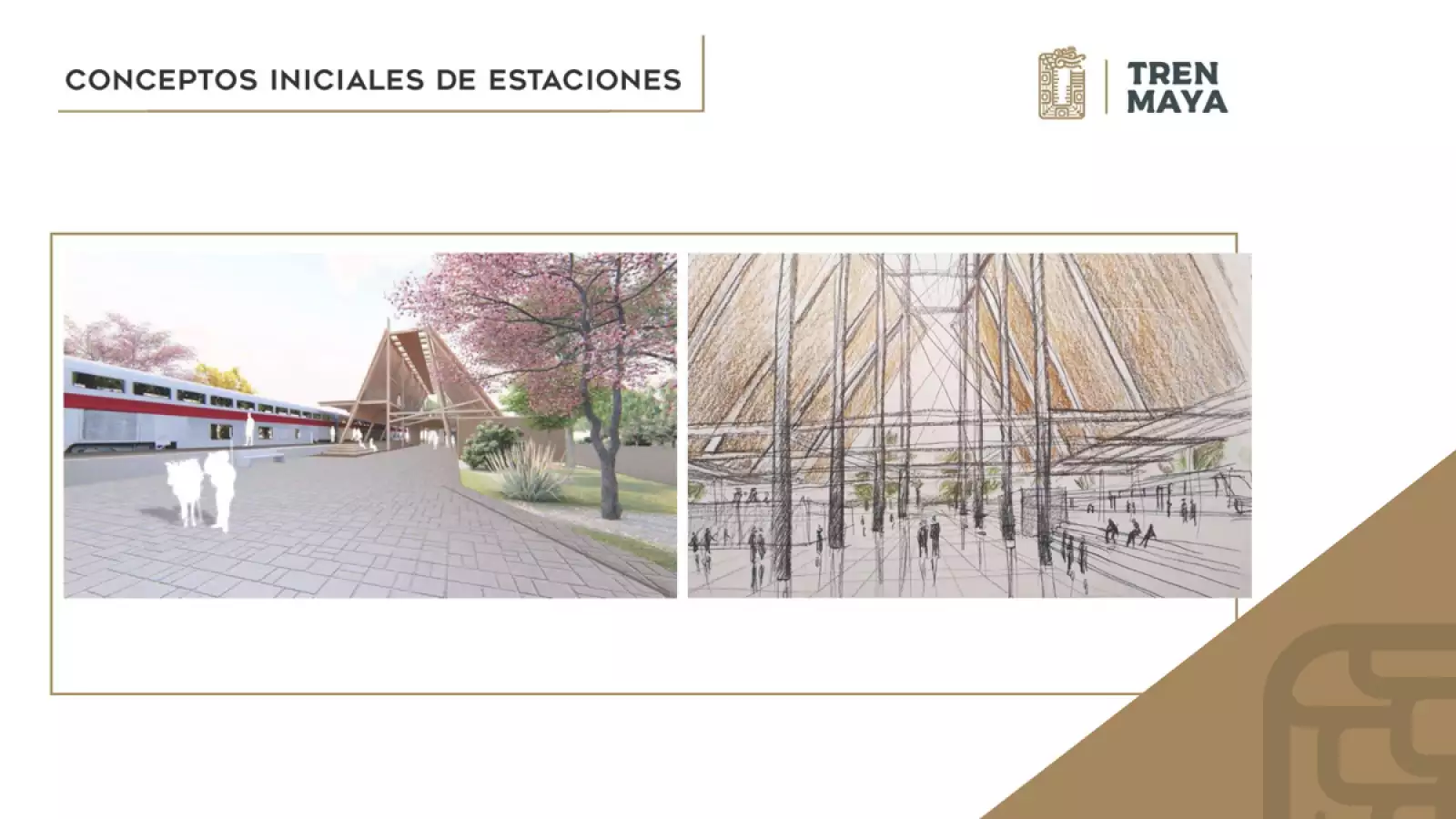 Primeros diseños de las estaciones del Tren Maya
