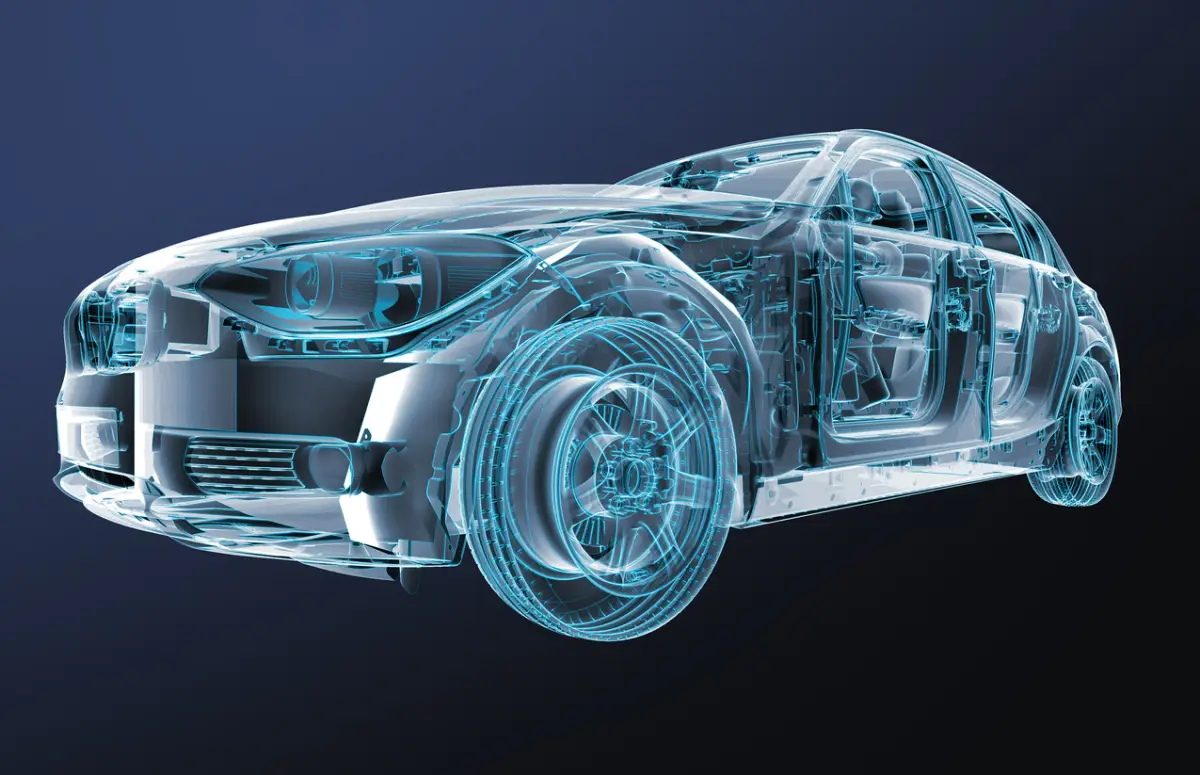 xray image of a car with test driver
