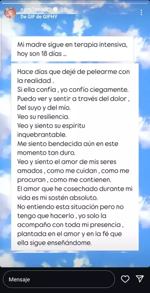 Mensaje de Camila Sodi