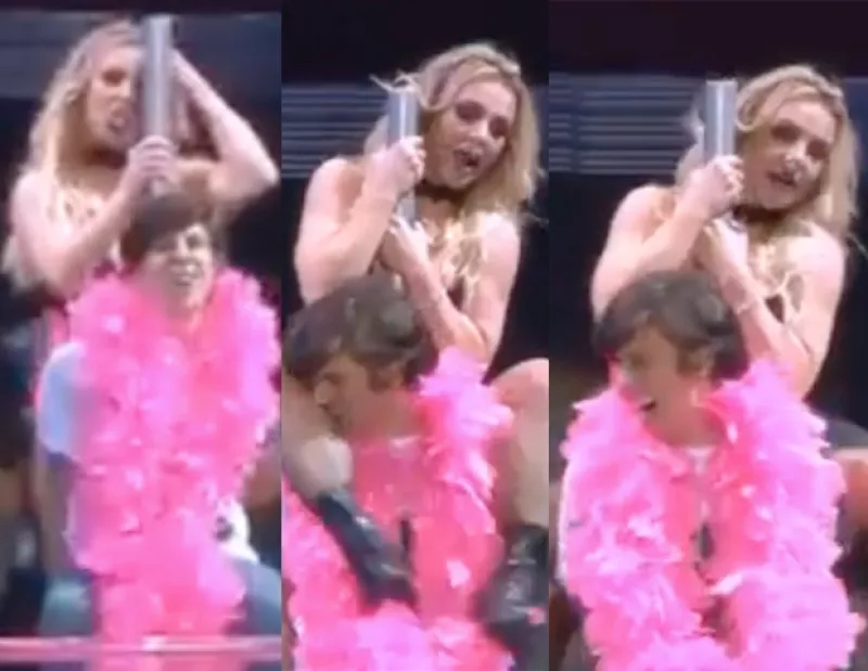 La Princesa del Pop tuvo una bienvenida muy peculiar en Río de Janeiro, Brasil, cuando en pleno show uno de sus fans se emocionó de ver a su ídolo tan cerca que no resistió darle un pequeño mordisco.