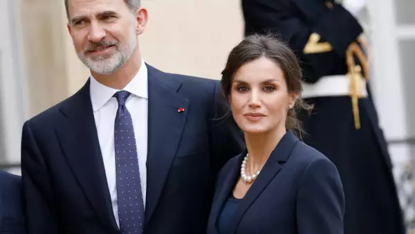 King Felipe and Queen Letizia Of Spain Are Receive By President And Brigitte Macron