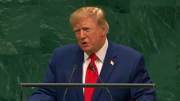 Donald Trump, presidente de EU, hablando ante la Asamblea General de la ONU.