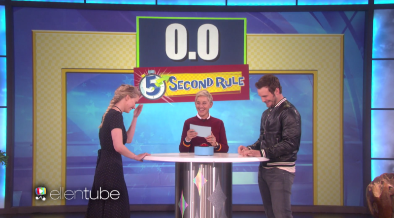Jennifer Lawrence, Ellen DeGeneres y Chris Pratt