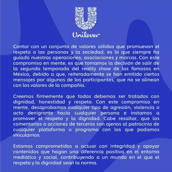 Comunicado de Unilever