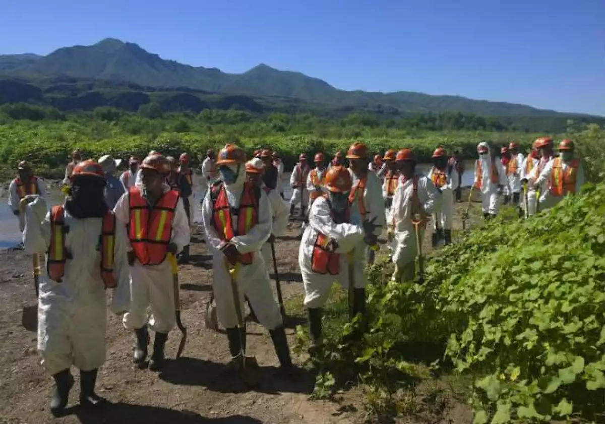 Labores de limpieza tras el derrame en Sonora