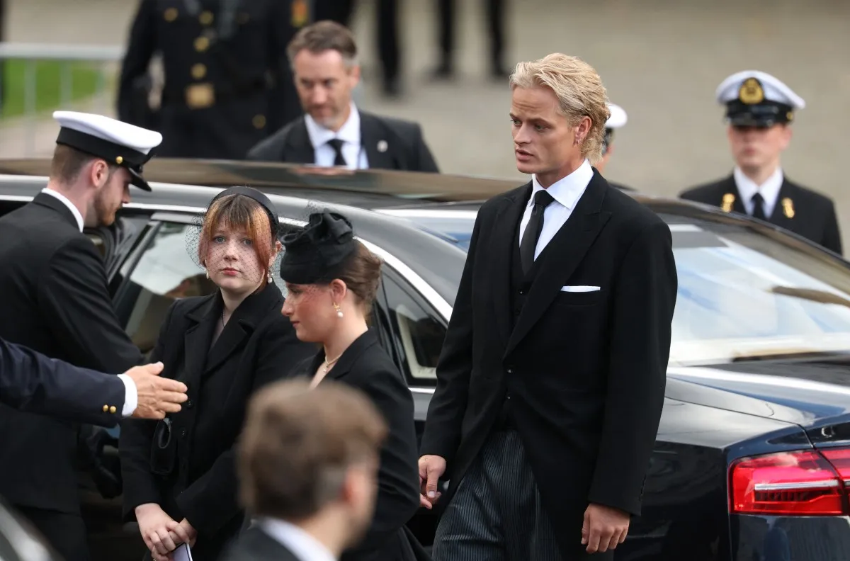 Marius Borg en el funeral del rey Harald V