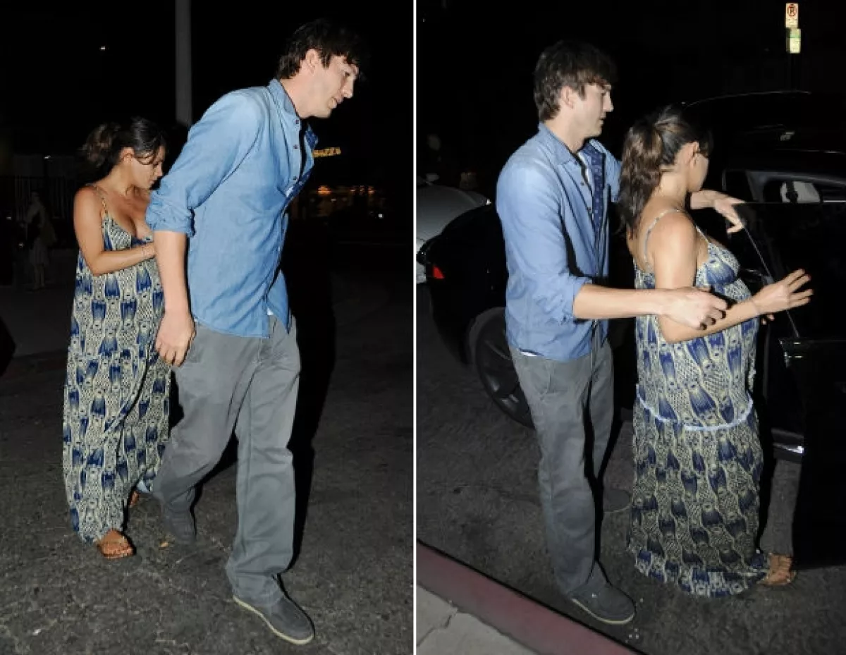 Mila Kunis y Ashton fueron captados por los paparazzi la noche del sábado en West Hollywood.