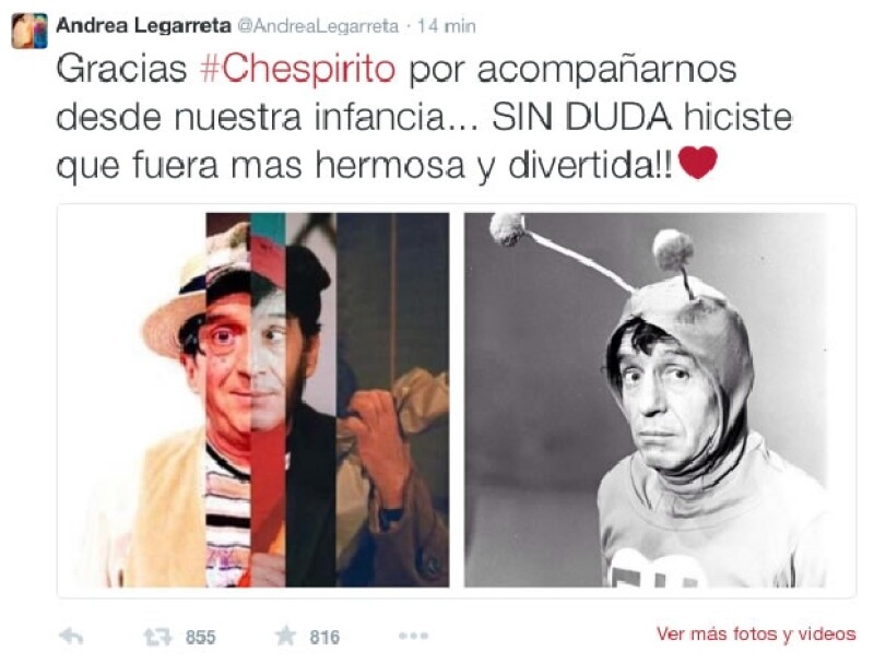 Andrea Legarreta expresó su sentir por la muerte del comediante.