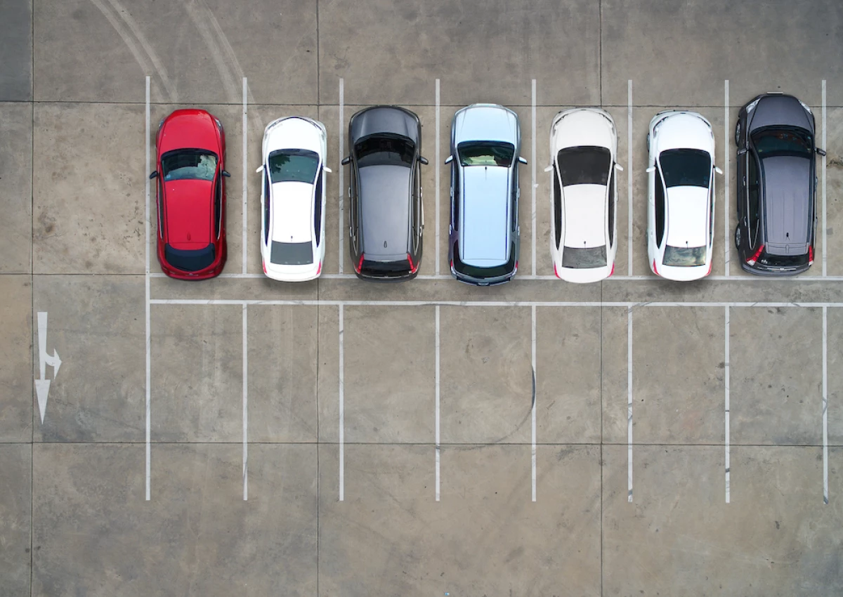 Empty parking lots, aerial view.