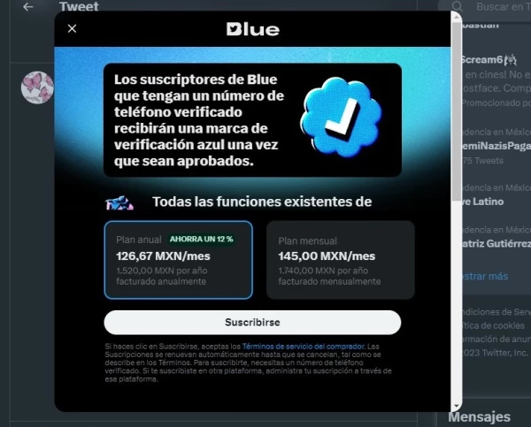 twitter blue méxico