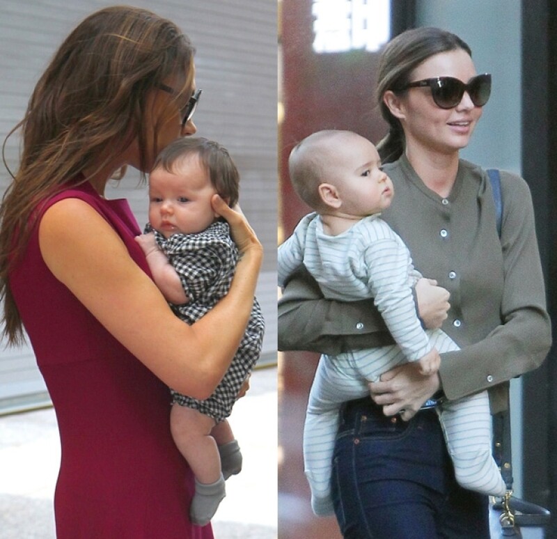 Victoria Beckham con Harper y Miranda Kerr con Flynn.