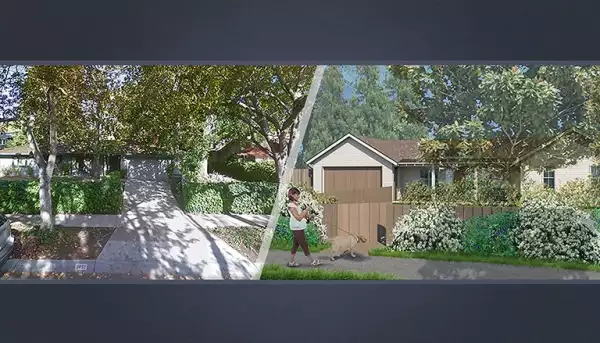 Casa actual en el 1451 Hamilton; la propuesta, a la derecha