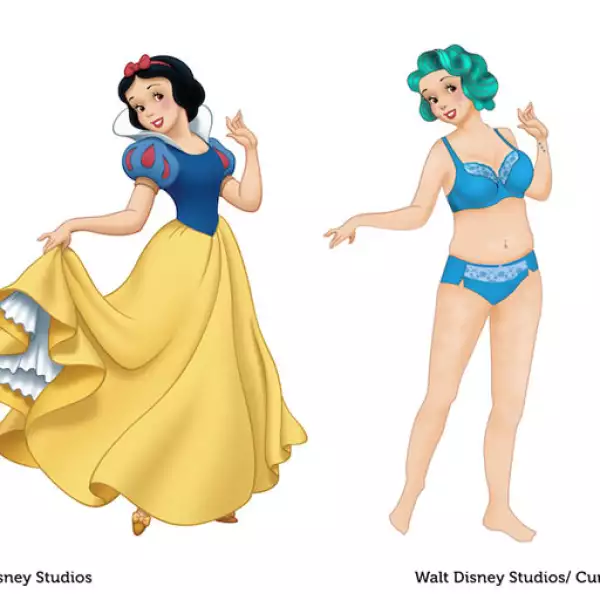 Blancanieves tiene una figura digna de una pin-up, además de una melena teñida de azul, un tatuaje en la muñeca y hasta un piercing en el ombligo.