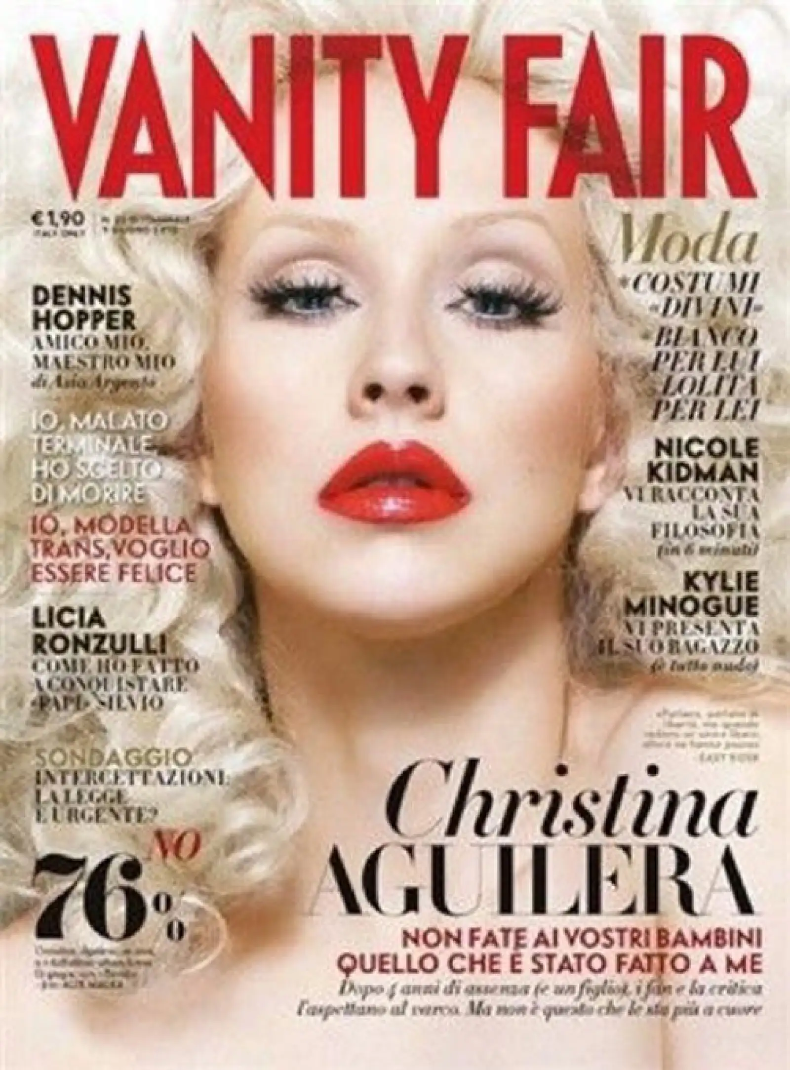La sensual Christina Aguilera en la portada de Vanity Fair haciendo gala de su belleza y sensualidad.