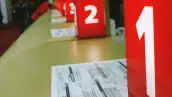 Media image to counter waiting to get customers to queue. Discipline concept