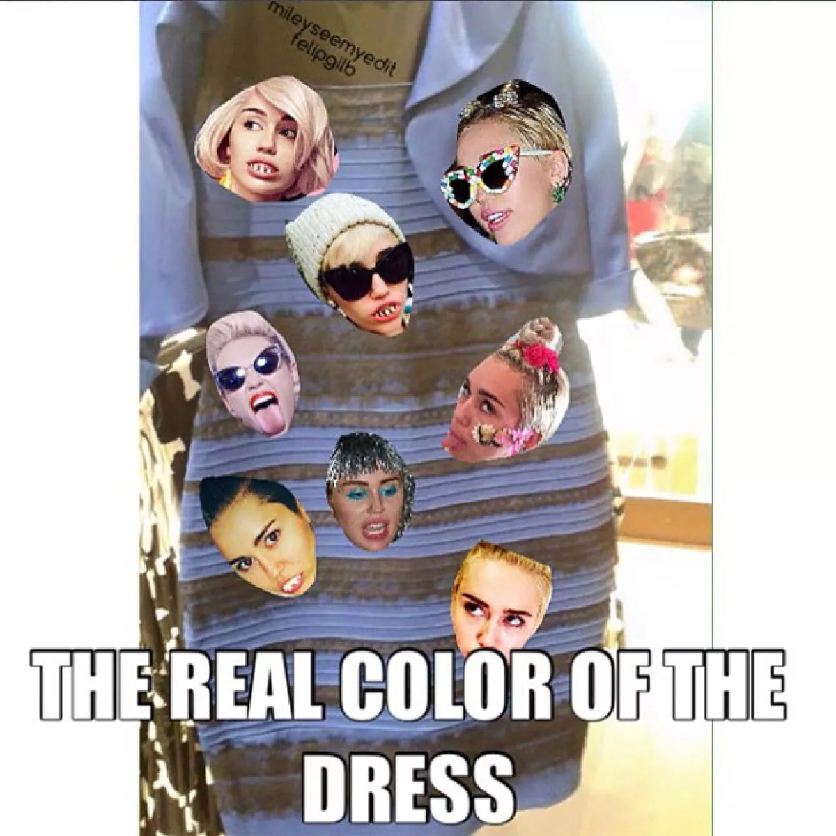 Miley Cyrus hizo su propio meme, de acuerdo a los colores como en realidad se veían.